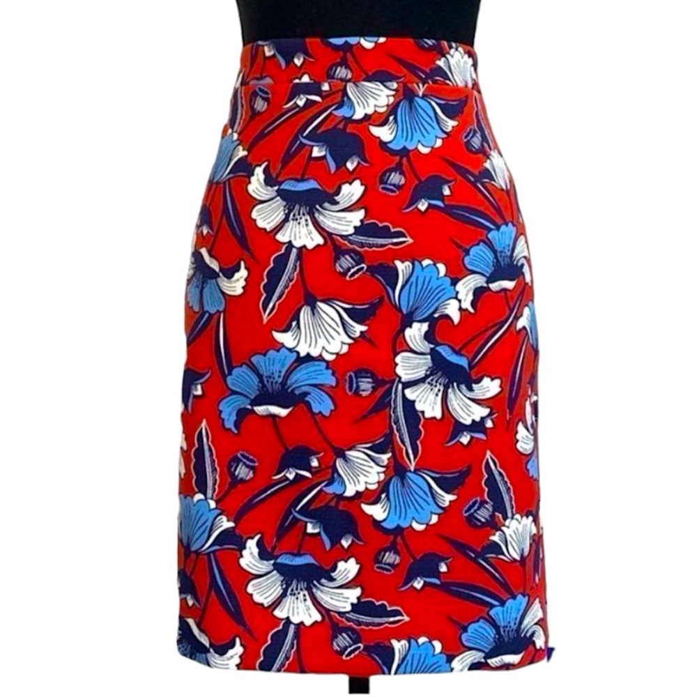 J.crew Red & blue floral Pencil skirt